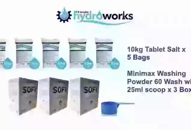 10kg Tablet Salt and 3 x 60 Wash Washing Powder